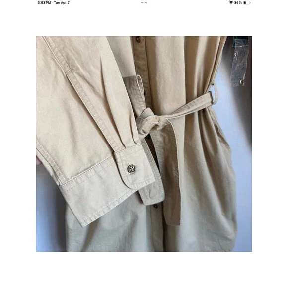 Ralph Lauren Shirt Dress Small Belted Button Front Khaki Tan Cotton Safari EUC - Picture 5 of 8